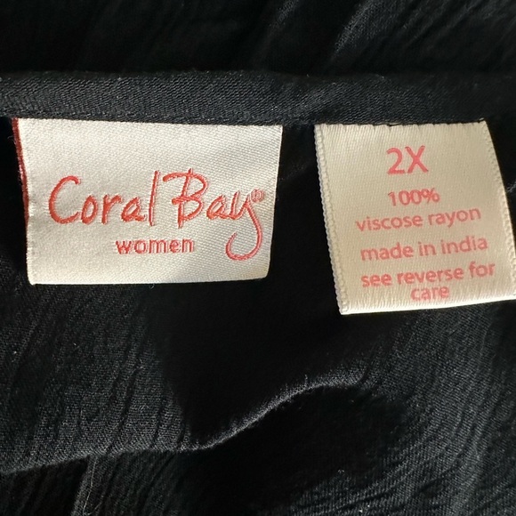 Coral Bay women’s 2X beach tunic 100% viscose rayon black - Picture 8 of 8